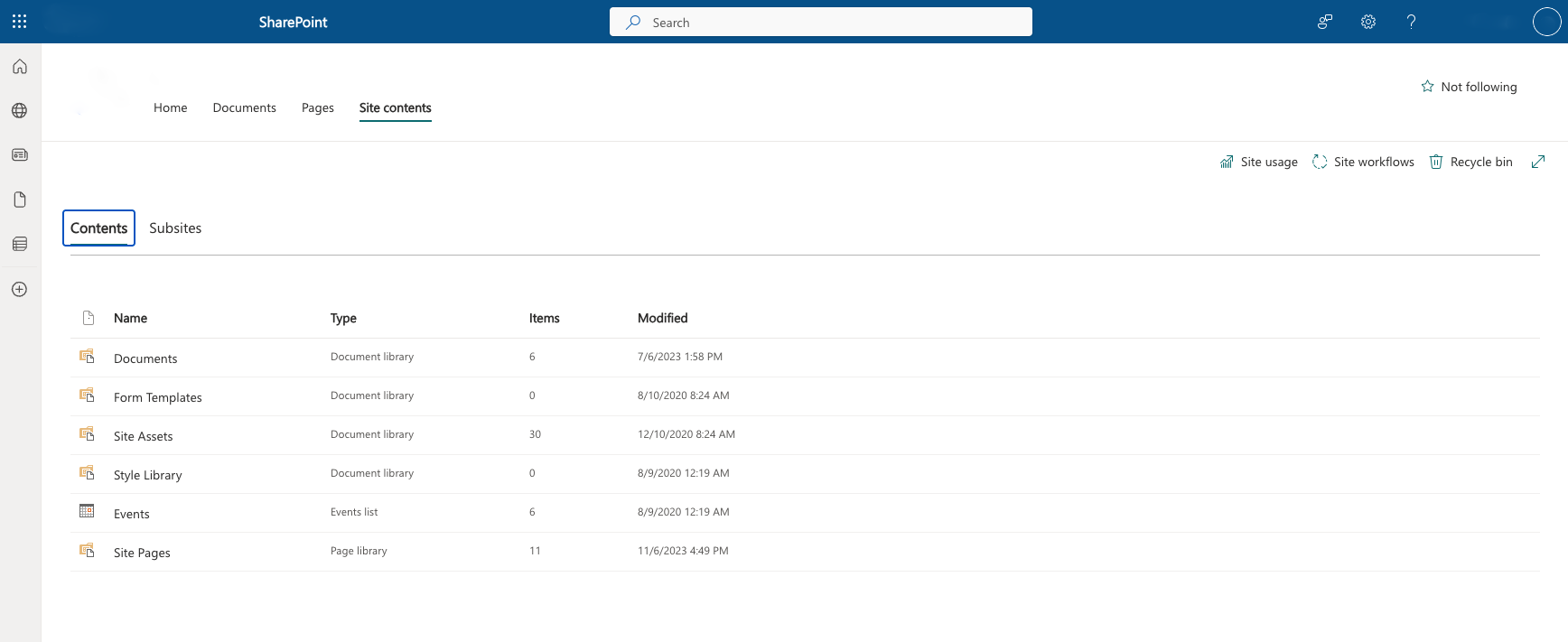 SharePoint interface overview